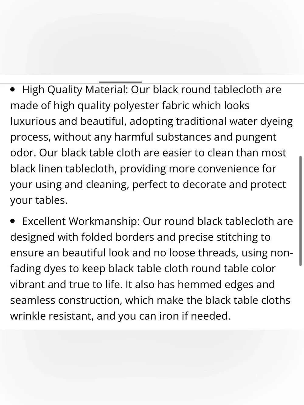 BLACK 90” Round Classic Tablecloth Polyester  (8-pack)